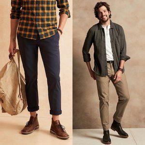 Bundle of 2 NWT Banana Republic Factory Chino Pants Navy Blue/Khaki Acorn 29x30